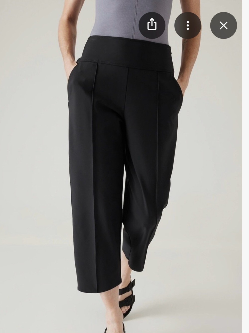 Athleta Black Cropped Wide-Leg Ponte Pants